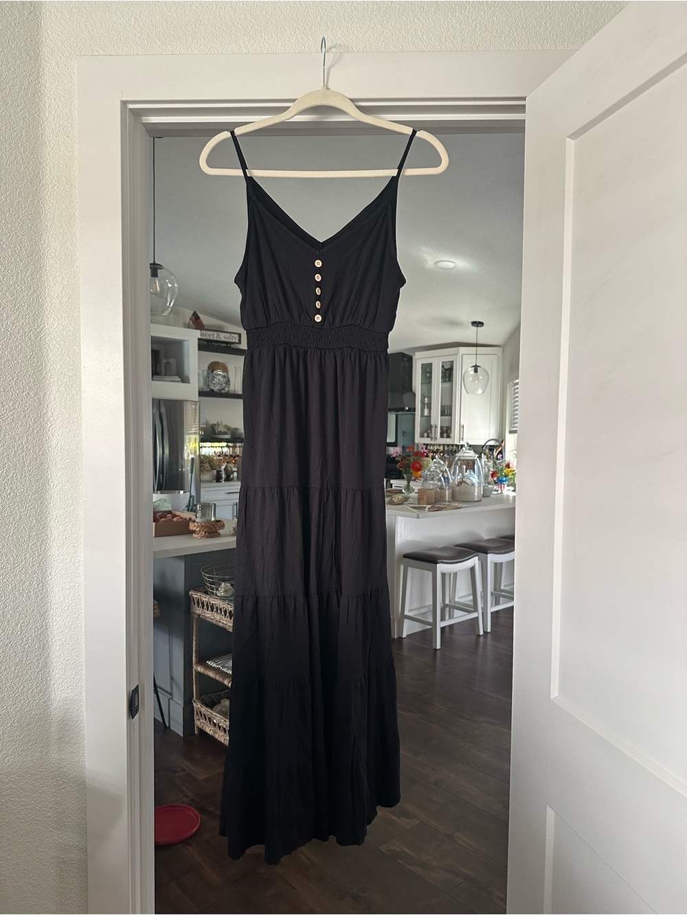 Women’s Black Maxi Sundress with Spaghetti Straps